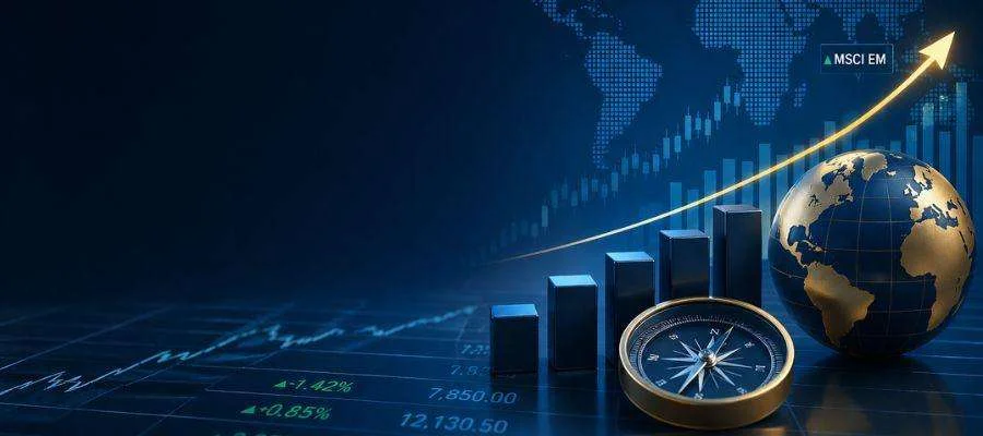 Stock market indices chart with global trading analysis.