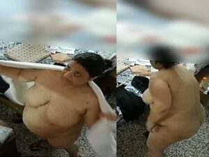 huge boobs BBW removing towel after bath nude