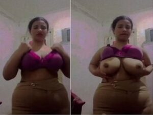 huge boobs in bra gets opened by busty MILF viral