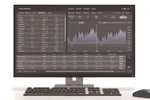 Trader managing forex risks with trading signals.